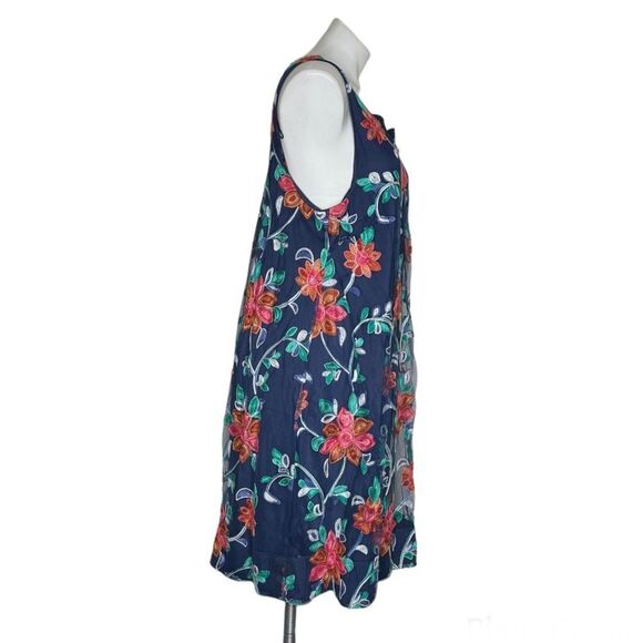 ROBBIE BEE Embroidered Blue Dress Sleeveless Sheer 2 Layer Plus Size 1X - Picture 3 of 11